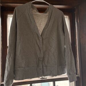Casual Lightweight Button-Up Cardigan in Olive Gray